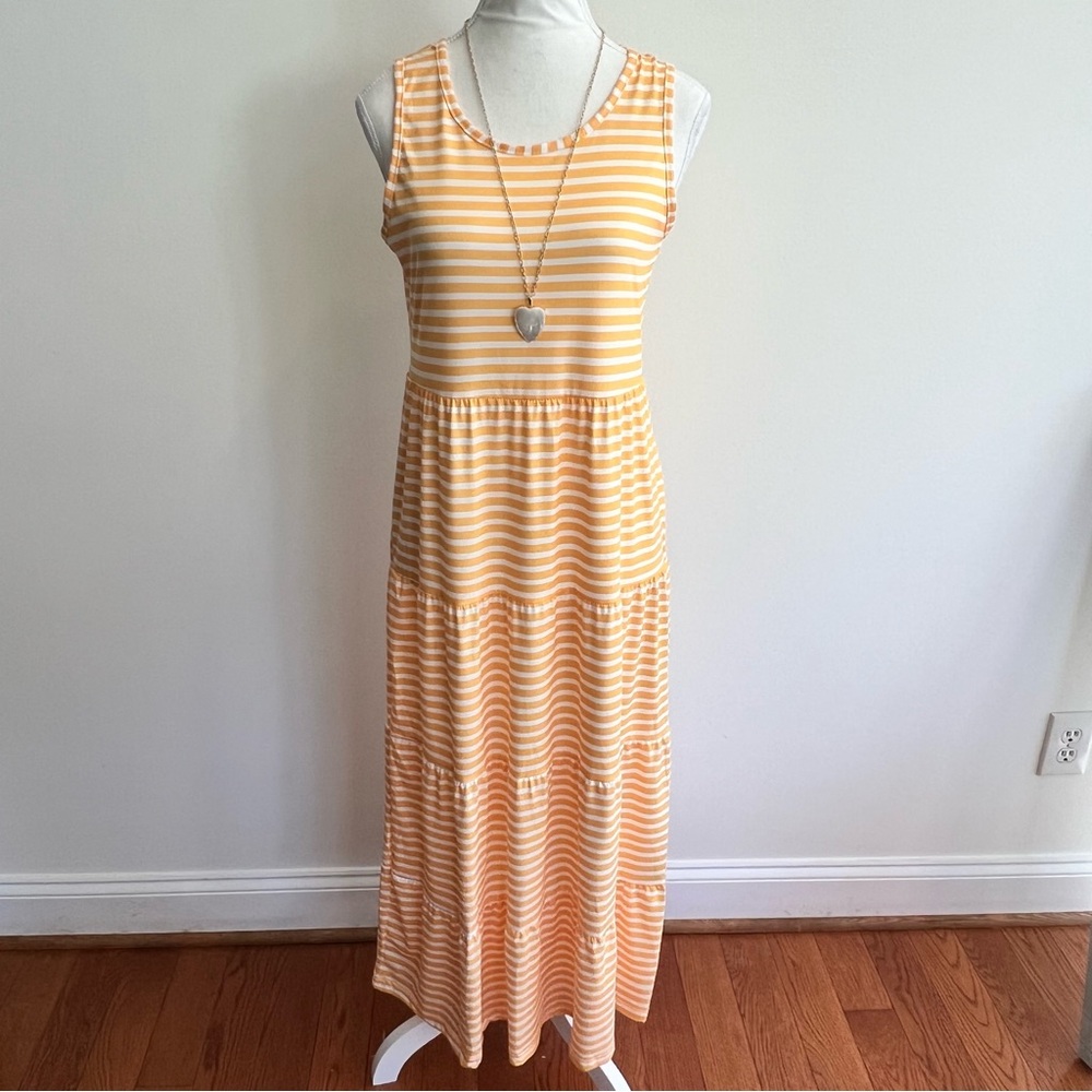 LoveU.Dear Tiered Sleeveless Maxi Dress Yellow&White Ombre Women's Sz Small NWOT